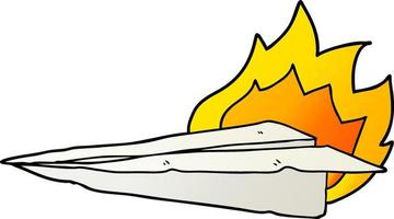 cartoon burning paper airplane vector