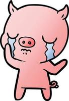 cartoon pig crying vector