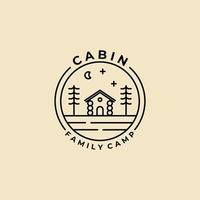 cabin or cottage line art badge logo vector illustration template icon graphic design