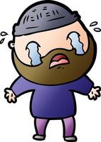 cartoon bearded man crying vector