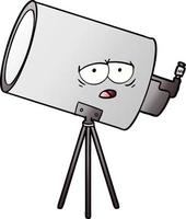 telescopio aburrido de dibujos animados con cara vector