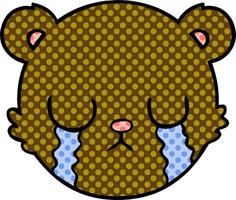 cute cartoon teddy bear face crying vector