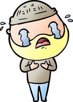 cartoon bearded man crying vector