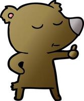 happy cartoon bear giving thumbs up vector