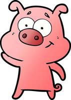 happy cartoon pig vector