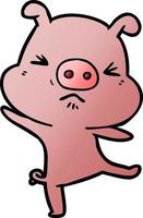 cartoon furious pig vector