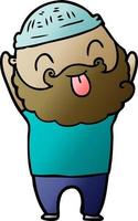 man with beard sticking out tongue vector