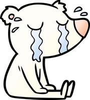 cartoon crying sitting polar bear vector