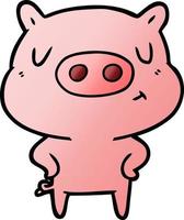 cartoon content pig vector