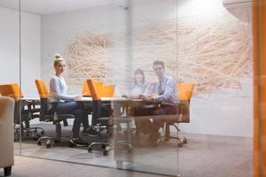 Business Team At A Meeting at modern office building photo