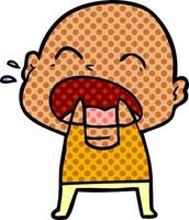 cartoon shouting bald man vector