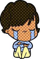 cartoon woman crying vector