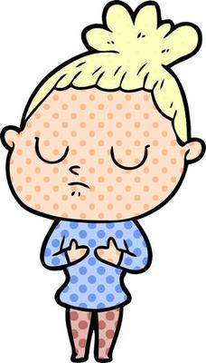 cartoon calm woman