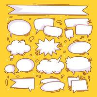 Hand drawn comic chat bubbles collection full color vector