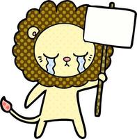 crying cartoon lion vector