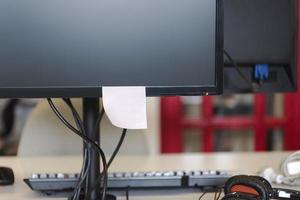 closeup of monitor screen in office photo