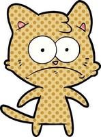 cartoon nervous cat vector