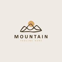Simple line drawing of mountains. Universal creative premium symbol. Vector sign icon logo template. Vector illustration