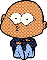 cartoon bald man staring vector