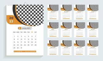 2023 calendar design template, planner in modern clean style, business or office calendar.  English wall calendar layout for the new year. vector