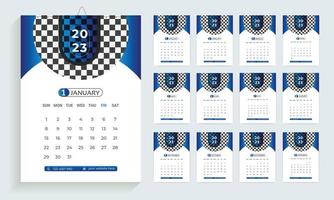 Plantilla de diseño de calendario 2023, planificador en estilo moderno y limpio, calendario de negocios u oficina. diseño de calendario de pared en inglés para el nuevo año. vector