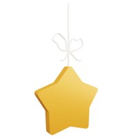 Vue latérale du rendu 3d étoile jaune décorée isolée sur fond transparent png