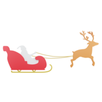 3D rendering flat design Santa sleigh and reindeer on transparent background png