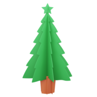 Árbol de navidad de diseño plano de renderizado 3d aislado sobre fondo transparente 2 png