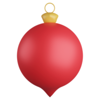 3D rendering Christmas decorated red ball isolated on transparent background png