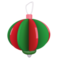 3D rendering Christmas decorated ellipse ball isolated on transparent background png