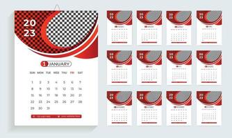 2023 calendar design template, planner in modern clean style, business or office calendar.  English wall calendar layout for the new year. vector