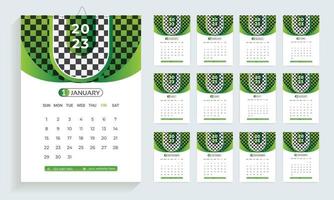 2023 calendar design template, planner in modern clean style, business or office calendar.  English wall calendar layout for the new year. vector