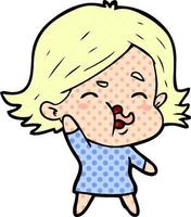 cartoon girl pulling face vector