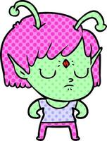 cartoon alien girl vector