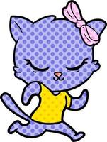 cute cartoon cat with bow vector