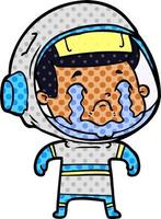 astronauta llorando de dibujos animados vector