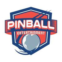 Pinball Game Arcade Vintage Retro Badge Emblem Hipster Logo Vector Icon Illustration. Pinball Entertainment with Ball