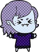 annoyed cartoon vampire girl vector