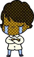 cartoon woman crying vector