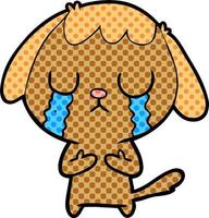 cute cartoon dog crying vector