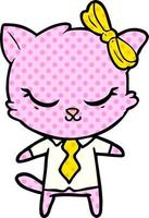 cute cartoon business cat with bow vector