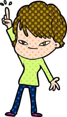 cartoon happy woman