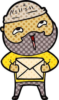 cartoon happy bearded man