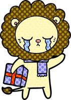 crying cartoon lion vector