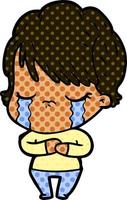 cartoon woman crying vector