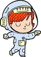 cartoon astronaut woman vector