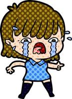 cartoon girl crying vector