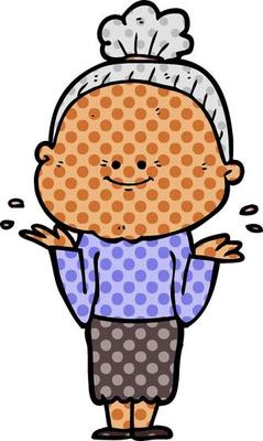 cartoon happy old woman