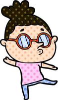 cartoon woman wearing glasses vector