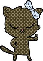 cute cartoon cat with bow vector